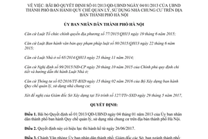 Quyết định 23/2017/QĐ-UBND bãi bỏ Quyết định Quy chế quản lý sử dụng nhà chung cư Hà Nội