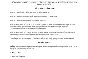 Quyết định 886/QĐ-TTg 2017 phê duyệt Chương trình phát triển Lâm nghiệp bền vững 2016 2020