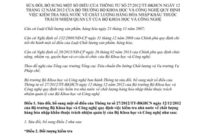 Thông tư 07/2017/TT-BKHCN sửa đổi Thông tư 27/2012/TT-BKHCN chất lượng hàng nhập khẩu