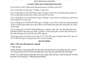 Quyết định 12/2017/QĐ-UBND quy định phí bảo vệ môi trường nước thải sinh hoạt Thái Nguyên