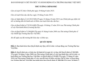 Quyết định 890/QĐ-TTg 2017 Quy chế tổ chức hoạt động của Trường Đại học Việt Đức