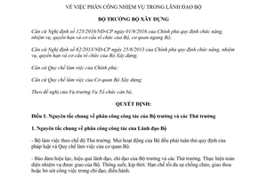 Quyết định 555/QĐ-BXD 2017 phân công nhiệm vụ trong lãnh đạo Bộ Xây dựng
