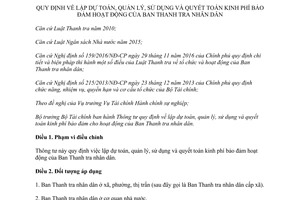 Thông tư 63/2017/TT-BTC lập dự toán quản lý quyết toán kinh phí bảo đảm Ban Thanh tra nhân dân
