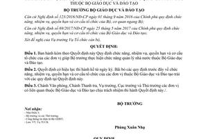 Quyết định 2077/QĐ-BGDĐT 2017 nhiệm vụ cơ cấu đơn vị giúp Bộ trưởng thực hiện quản lý