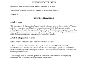 Law 07/2017/QH14 on Technology Transfer