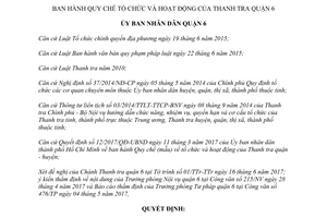 Quyết định 03/2017/QĐ-UBND Quy chế tổ chức hoạt động Thanh tra quận 6 Hồ Chí Minh