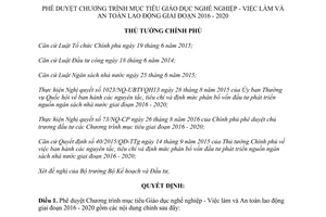 Quyết định 899/QĐ-TTg 2017 Giáo dục nghề nghiệp Việc làm An toàn lao động