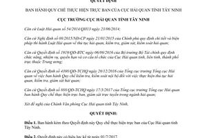 Quyết định 511/QĐ-HQTN 2017 Quy chế thực hiện trực ban Hải quan Tây Ninh