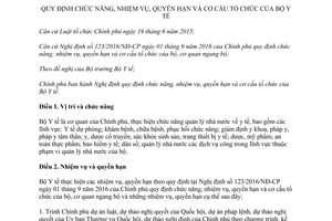 Nghị định 75/2017/NĐ-CP chức năng nhiệm vụ quyền hạn cơ cấu tổ chức Bộ Y tế