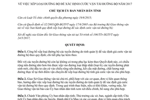 Quyết định 1086/QĐ-UBND 2017 xếp loại xác định cước vận tải đường bộ Cà Mau