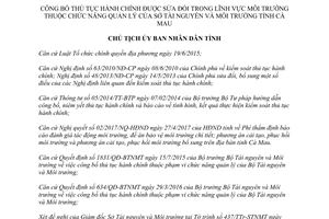 Quyết định 1082/QĐ-UBND 2017 thủ tục hành chính Môi trường Sở Tài nguyên Môi trường Cà Mau