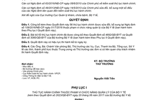 Quyết định 2623/QĐ-BYT 2017 công bố thủ tục hành chính chứng chỉ hành nghề giấy phép hoạt động