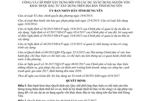 Quyết định 11/2017/QĐ-UBND cơ chế một cửa cấp phép xây dựng dự án nguồn vốn khác Hưng Yên