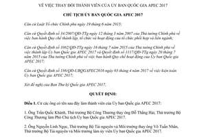 Quyết định 420/QĐ-UBQGAPEC2017 2017 thay đổi thành viên Ủy ban Quốc gia APEC