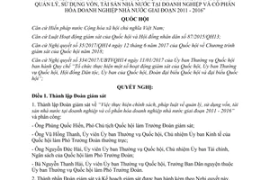 Nghị quyết 45/2017/QH14 Đoàn giám sát tài sản nhà nước cổ phần hóa doanh nghiệp 2011 2016