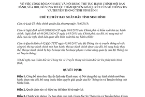 Quyết định 338/QĐ-UBND 2017 thủ tục hành chính thẩm quyền Sở Thông tin Truyền thông Ninh Bình