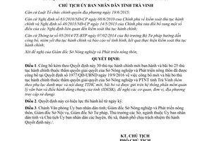 Quyết định 1146/QĐ-UBND 2017 công bố mới bãi bỏ thủ tục hành chính Sở Nông nghiệp Trà Vinh