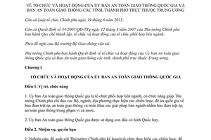 Quyết định 22/2017/QĐ-TTg tổ chức hoạt động Ủy ban Ban An toàn giao thông