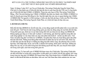 Thông báo 278/TB-VPCP 2017 kết luận của Thủ tướng tại phiên họp lần về biến đổi khí hậu