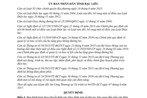 Quyết định 08/2017/QĐ-UBND thủ tục hành chính liên quan đến tiếp cận điện năng Bạc Liêu