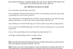 Quyết định 230/QĐ-QLD 2017 danh mục 16 thuốc từ dược liệu sản xuất trong nước cấp số Đợt 158