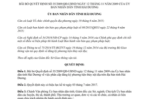 Quyết định 16/2017/QĐ-UBND Bãi bỏ Quyết định 35/2009/QĐ-UBND Hải Dương