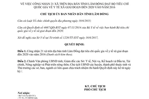Quyết định 1404/QĐ-UBND 2017 công nhận xã đạt bộ tiêu chí quốc gia về y tế xã Lâm Đồng