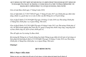 Thông tư 16/2017/TT-BTTTT hướng dẫn Quyết định 55/2016/QĐ-TTg về Mạng bưu chính