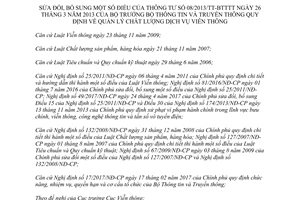 Thông tư 11/2017/TT-BTTTT sửa đổi 08/2013/TT-BTTTT quản lý chất lượng viễn thông
