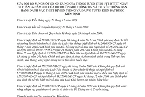 Thông tư 12/2017/TT-BTTTT sửa đổi 17/2011/TT-BTTTT thiết bị viễn thông đài vô tuyến kiểm định