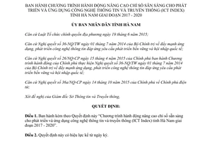 Quyết định 936/QĐ-UBND 2017 chương trình ứng dụng công nghệ thông tin Hà Nam 2017 2020