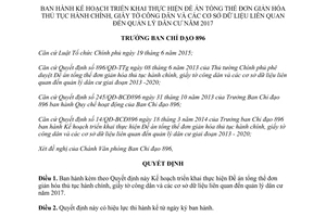 Quyết định 435/QĐ-BCĐ896 2017 Kế hoạch đơn giản hóa thủ tục hành chính dữ liệu quản lý dân cư