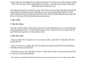 Kế hoạch 189/KH-UBND 2017 thực hiện 161/QĐ-TTg Cộng đồng Văn hóa Xã hội ASEAN Lào Cai