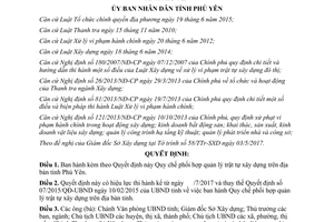 Quyết định 24/2017/QĐ-UBND Quy chế phối hợp quản lý trật tự xây dựng tỉnh Phú Yên