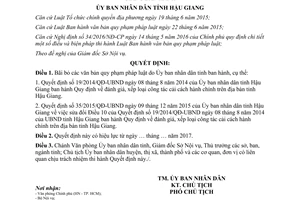 Quyết định 19/2017/QĐ-UBND bãi bỏ văn bản quy phạm pháp luật Hậu Giang