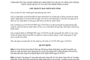 Quyết định 1113/QĐ-UBND 2017 thủ tục hành chính Quản lý công sản Sở Tài chính Cà Mau