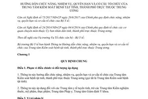 Thông tư 26/2017/TT-BYT chức năng nhiệm vụ cơ cấu Trung tâm Kiểm soát bệnh tật tỉnh thành phố