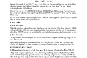 Kế hoạch 50/KH-UBND 2017 thực hiện mục tiêu Cộng đồng Văn hóa Xã hội ASEAN Tuyên Quang 2025