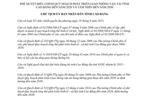 Quyết định 939/QĐ-UBND 2017 phê duyệt điều chỉnh Quy hoạch phát triển giao thông vận tải Cao Bằng