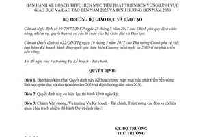 Quyết định 2161/QĐ-BGDĐT 2017 Kế hoạch phát triển bền vững giáo dục đào tạo 2025 2030