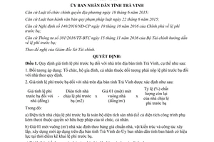 Quyết định 11/2017/QĐ-UBND giá tính lệ phí trước bạ đối với nhà tỉnh Trà Vinh