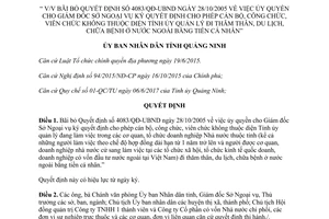 Quyết định 2442/QĐ-UBND 2017 bãi bỏ Quyết định 4083/QĐ-UBND cán bộ ra nước ngoài Quảng Ninh