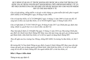 Thông tư 28/2017/TT-BYT quản lý thuốc kháng HIV mua sắm tập trung người nhiễm có bảo hiểm y tế