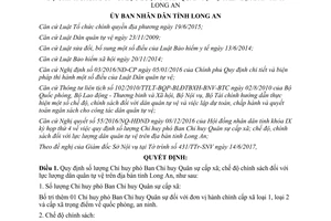 Quyết định 30/2017/QĐ-UBND quy định Ban Chỉ huy Quân sự cấp xã chế độ dân quân tự vệ Long An