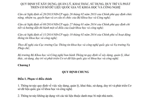 Thông tư 10/2017/TT-BKHCN xây dựng quản lý khai thác cơ sở dữ liệu quốc gia khoa học công nghệ