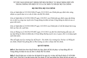 Quyết định 1196/QĐ-BTC 2017 Quy định chế độ chi phục vụ hoạt động Trang thông tin điện tử