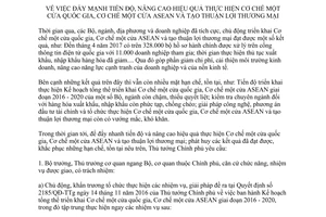 Chỉ thị 27/CT-TTg 2017 đẩy mạnh Cơ chế một cửa quốc gia ASEAN tạo thuận lợi thương mại