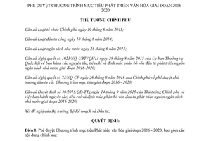 Quyết định 936/QĐ-TTg 2017 phê duyệt Chương trình mục tiêu Phát triển văn hóa 2016 2020