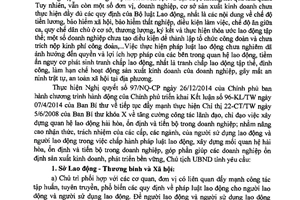 Chỉ thị 14/CT-UBND 2017 thực hiện các quy định của pháp luật lao động công đoàn Huế