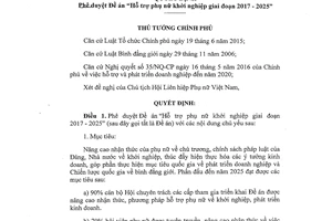 Quyết định 939/QĐ-TTg 2017 Đề án Hỗ trợ phụ nữ khởi nghiệp giai đoạn 2017 2025